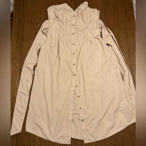 Anthropologie Pilcro Strapless Button-Front Dress in Khaki